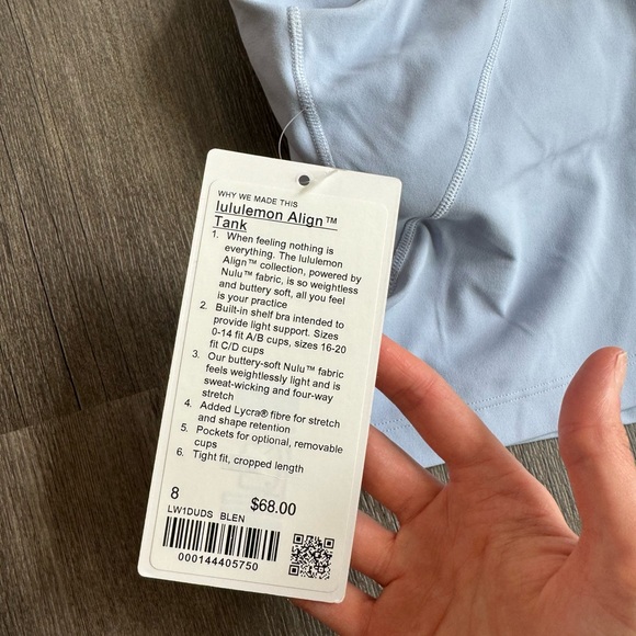 Lululemon NWT Align Tank Top size 8 blue linen - Picture 5 of 6